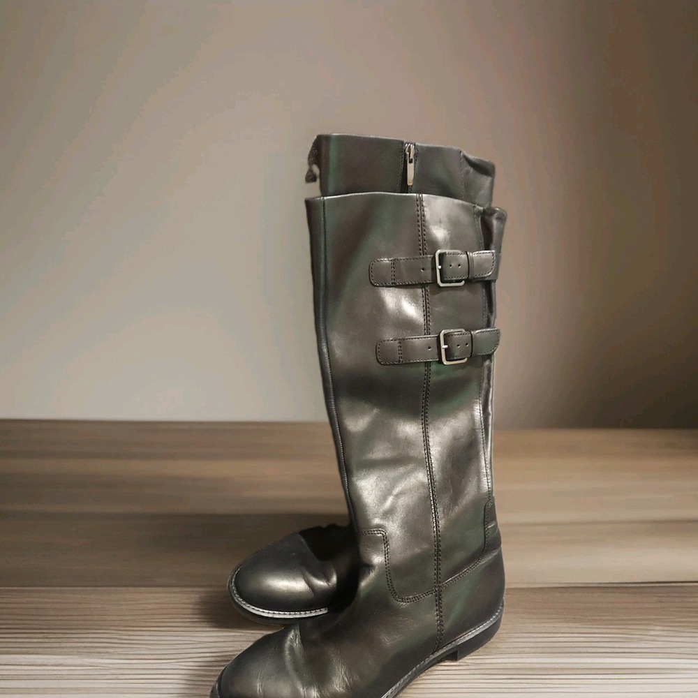 ECCO Z1183* Shape 25 Women's Black Tall Buckle Riding Boot Size US 10 EU 41 Y2K